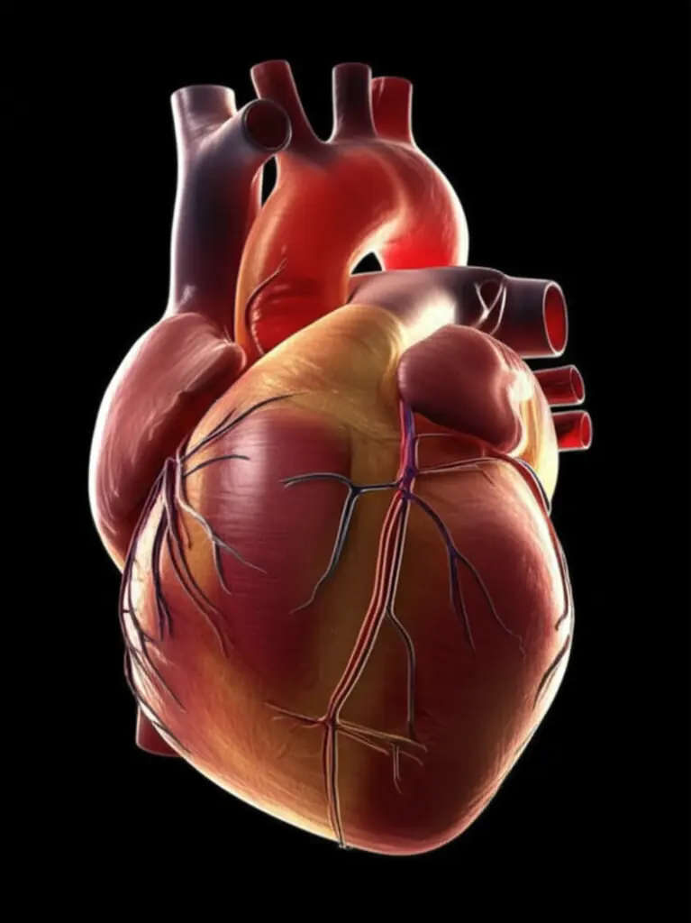 Healthy heart illustration showing cardiovascular system and heart disease prevention factors