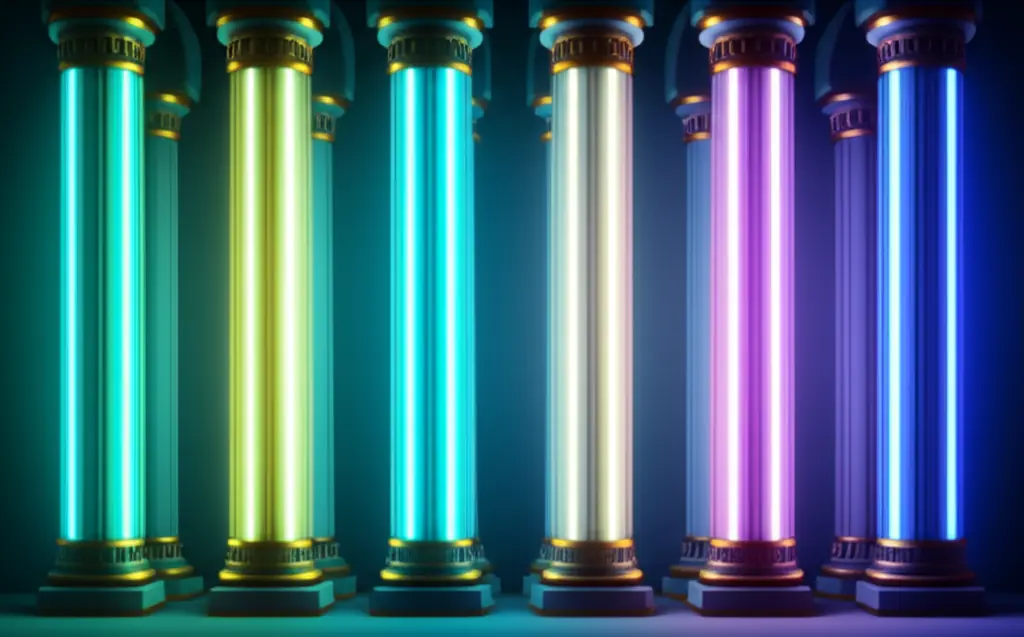 Six pillars of longevity: exercise, sleep, nutrition, cellular health, cognitive function, and disease prevention illustrated in modern infographic style