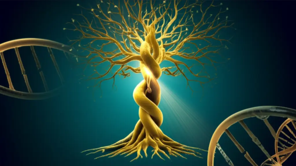 Healthy aging and longevity illustration showing vitality across lifespan with DNA helix and cellular health